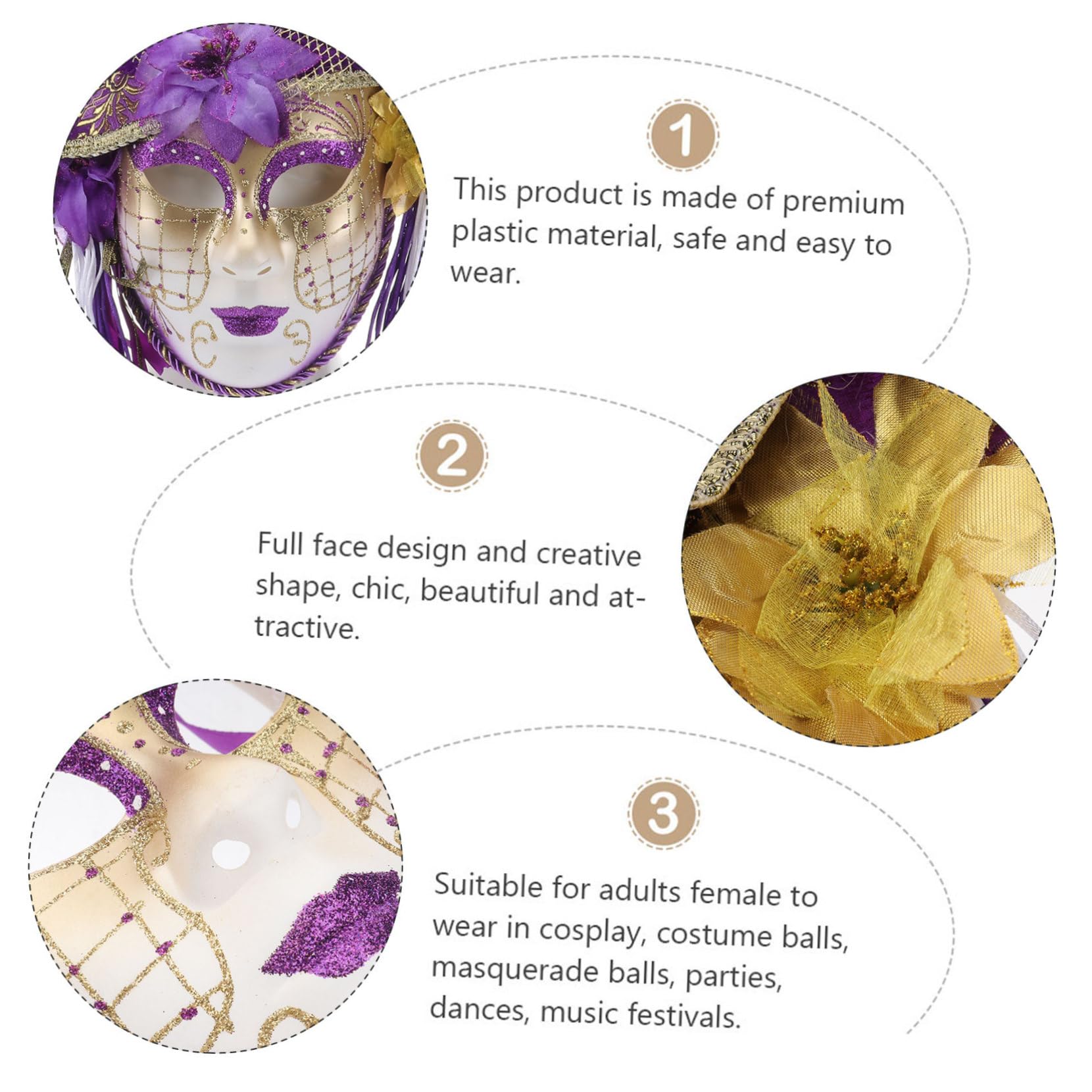 BESPORTBLE Máscara Veneciana De Europeo Sombrero Completa Para Mujer Para Accesorios De Decoración y Cosplay De Disfraz