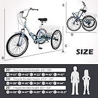 Vista 198 de H&ZT Triciclo para adultos, bicicleta de 3 ruedas, triciclo crucero, con engranaje de 7 velocidades, mango de freno de estacionamiento, escalón