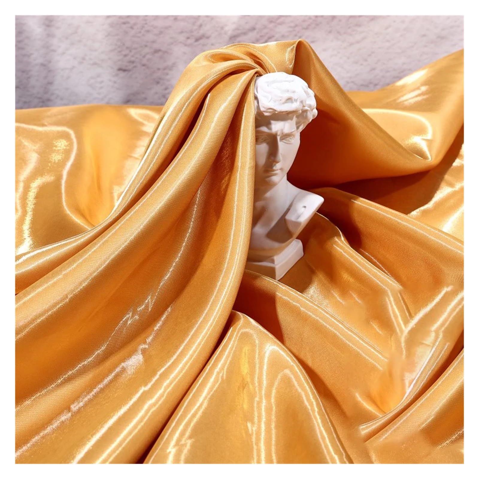 Satin Fabric Multi-Color Liquid Satin Reflective Crystal Fabric Smooth Sparkle Stiff Material for Craft(Color 28)