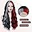 WECAN Black Red Gray Wig 28 Inches Long Black Red Wavy Wigs For Women Synthetic Hair Replacement Wigs Halloween Cosplay Daily Party Heat-Resistant Fiber Wig black/red/gray