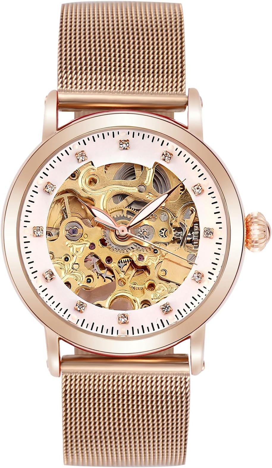Automatic Mechanical Watch Women Luminous Skeleton Dial Stainless Steel Dial Ladies Watches