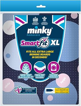Minky Universal Ironing Board Cover Up to 145 x 54cm, Elasticated, UK Made