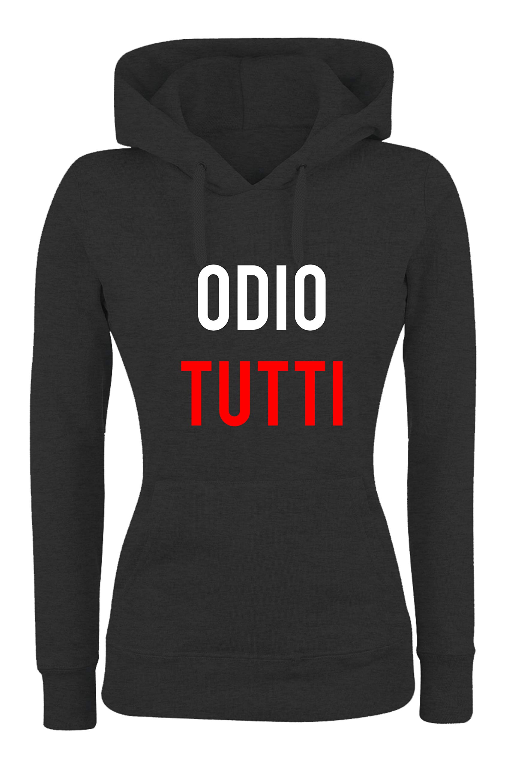 Social Crazy Felpa Con Cappuccio Donna Basic – Freddie Vitruviano – Umorismo Made In Italy (Nero, Taglia M)