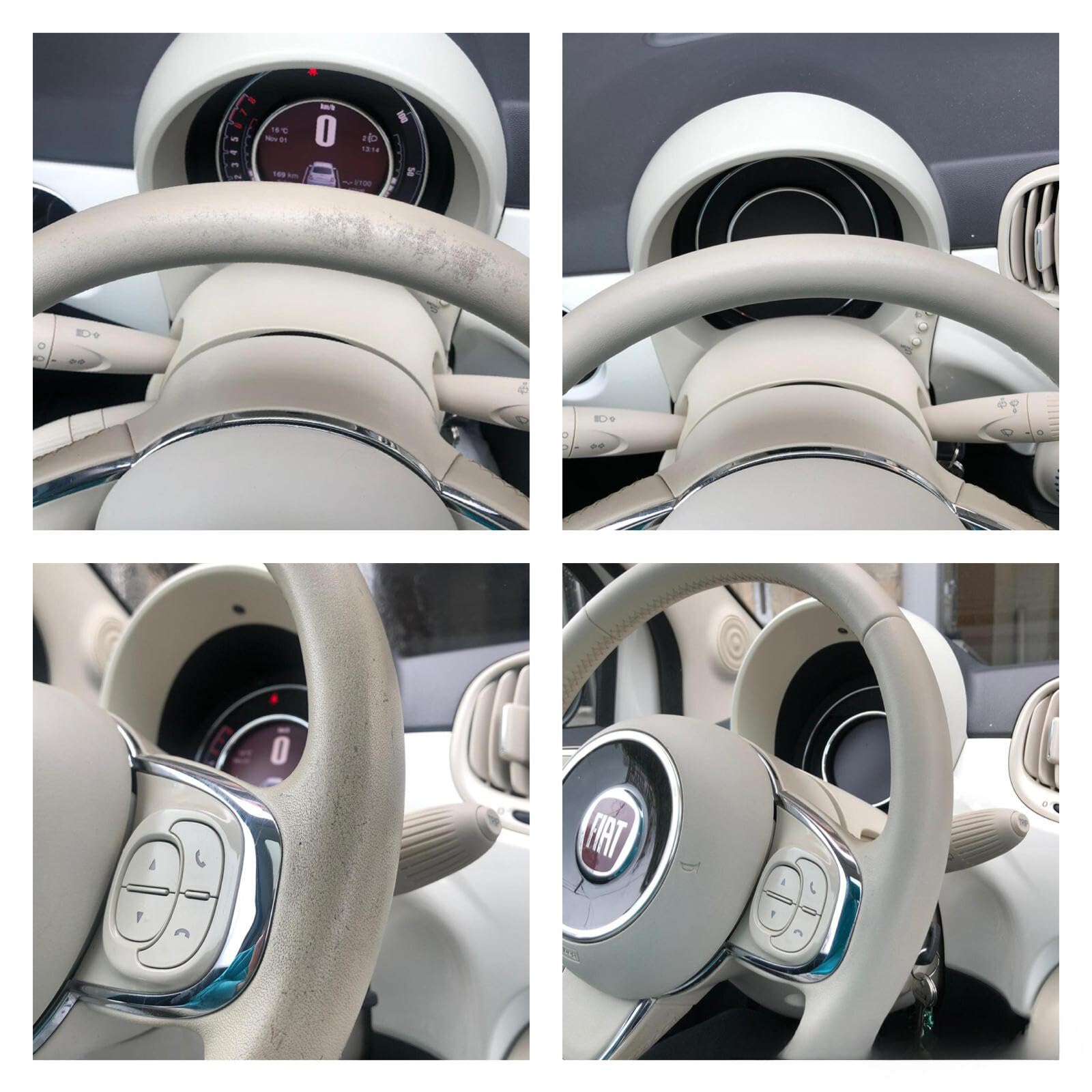 Mycolourcare Avorio Volante compatibile con Fiat 500 incluso Detergente Kit Completo Riparazione pelle similpelle facile applicazione fai da te