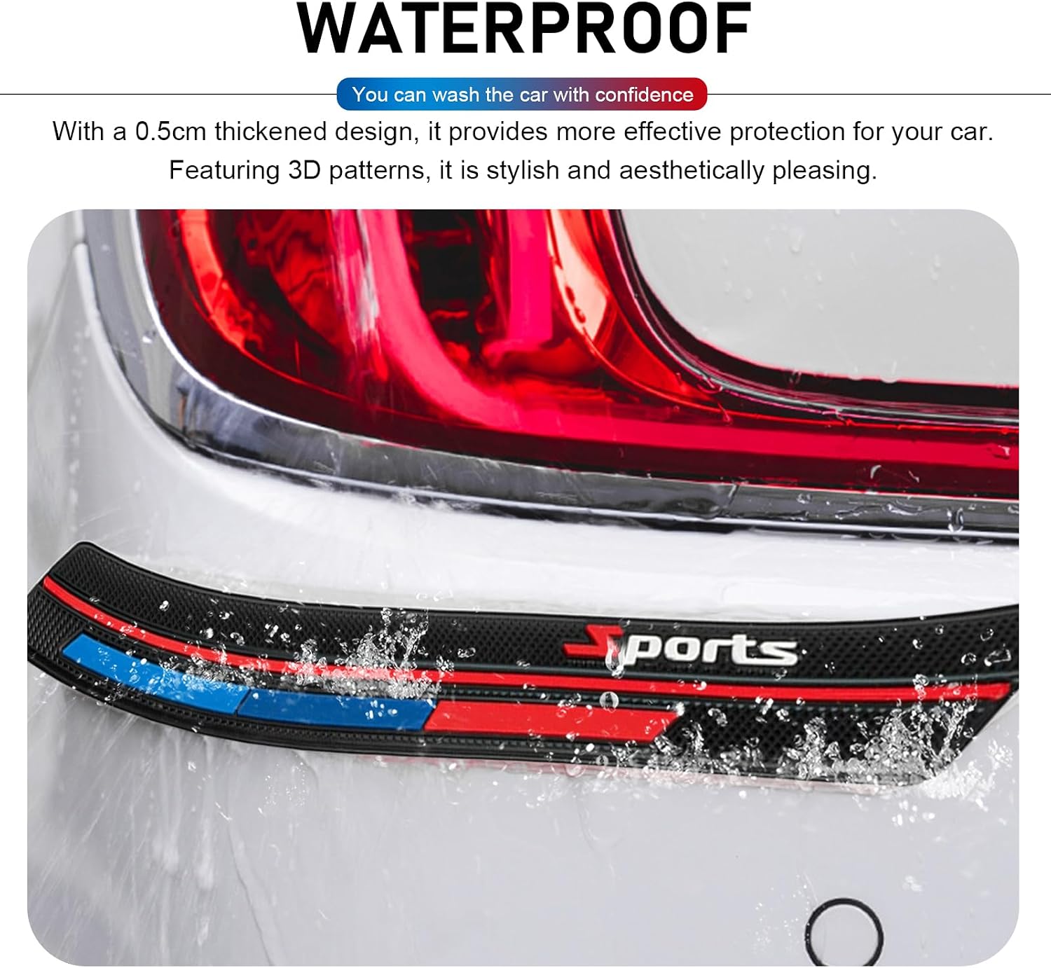 2 PCS Car Door Scratch Protector Trim, PVC Black Sport Style Car Bumper Protector Stickers, Self-Adhesive Angled Fold Body Containment Strip, Universal for Most Cars