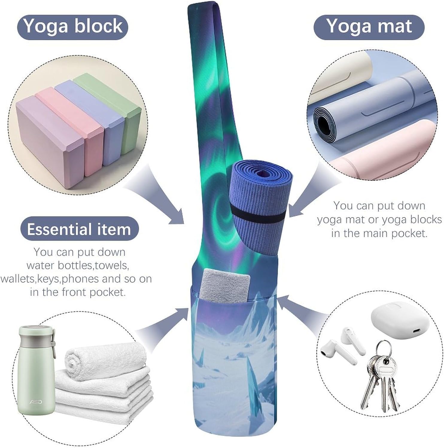 Aurora Vortex Canvas Yoga Mat Bag Yoga Mat Carrier image 5