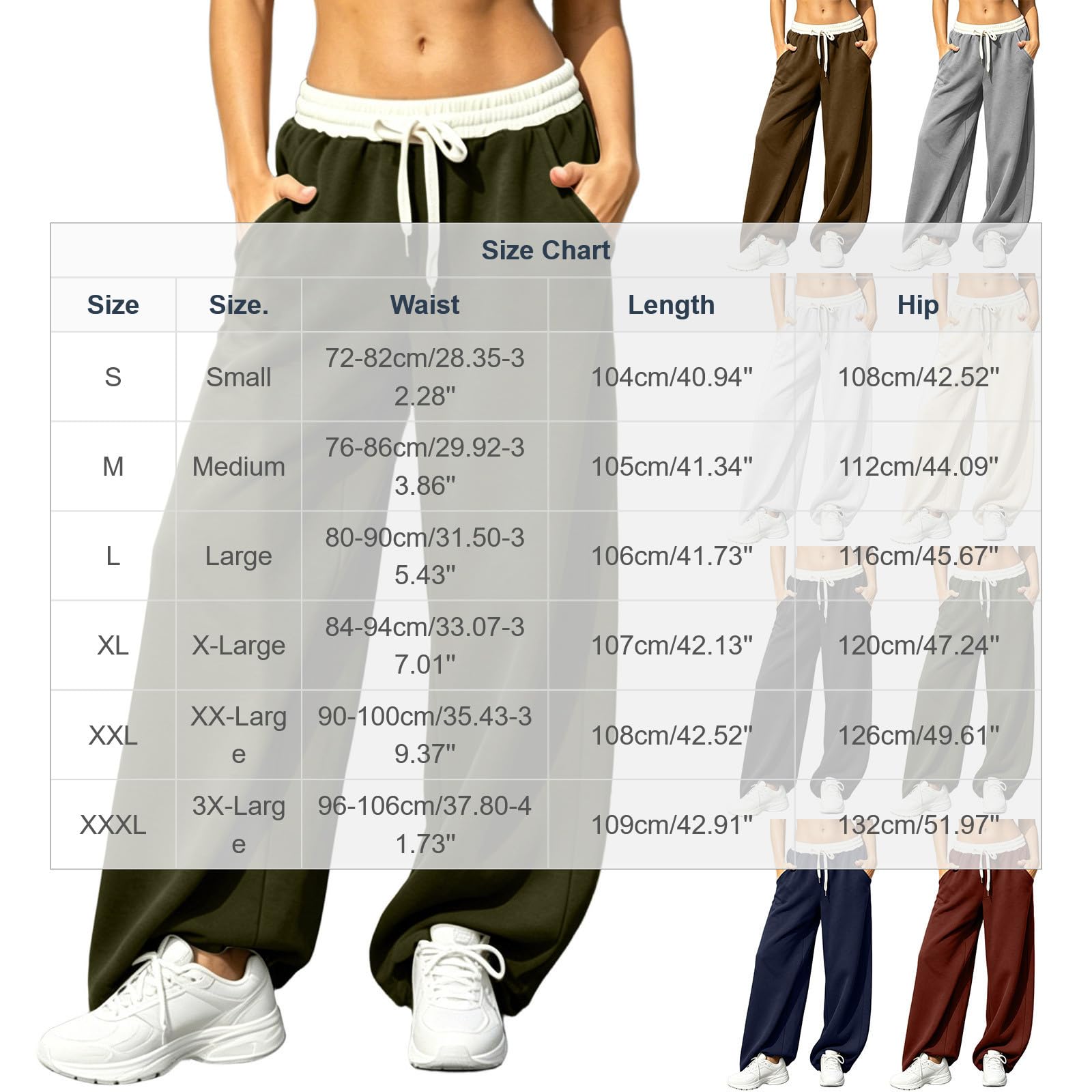 Generico Pantaloni da Jogging Donna Fleece Pantloni a Gamba Larga con Elastico in Vita Morbidi Pantaloni da Corsa con Tasche a Gamba Dritta Causal Pantalone Larghi a Vita Alta per Yoga e Fitness