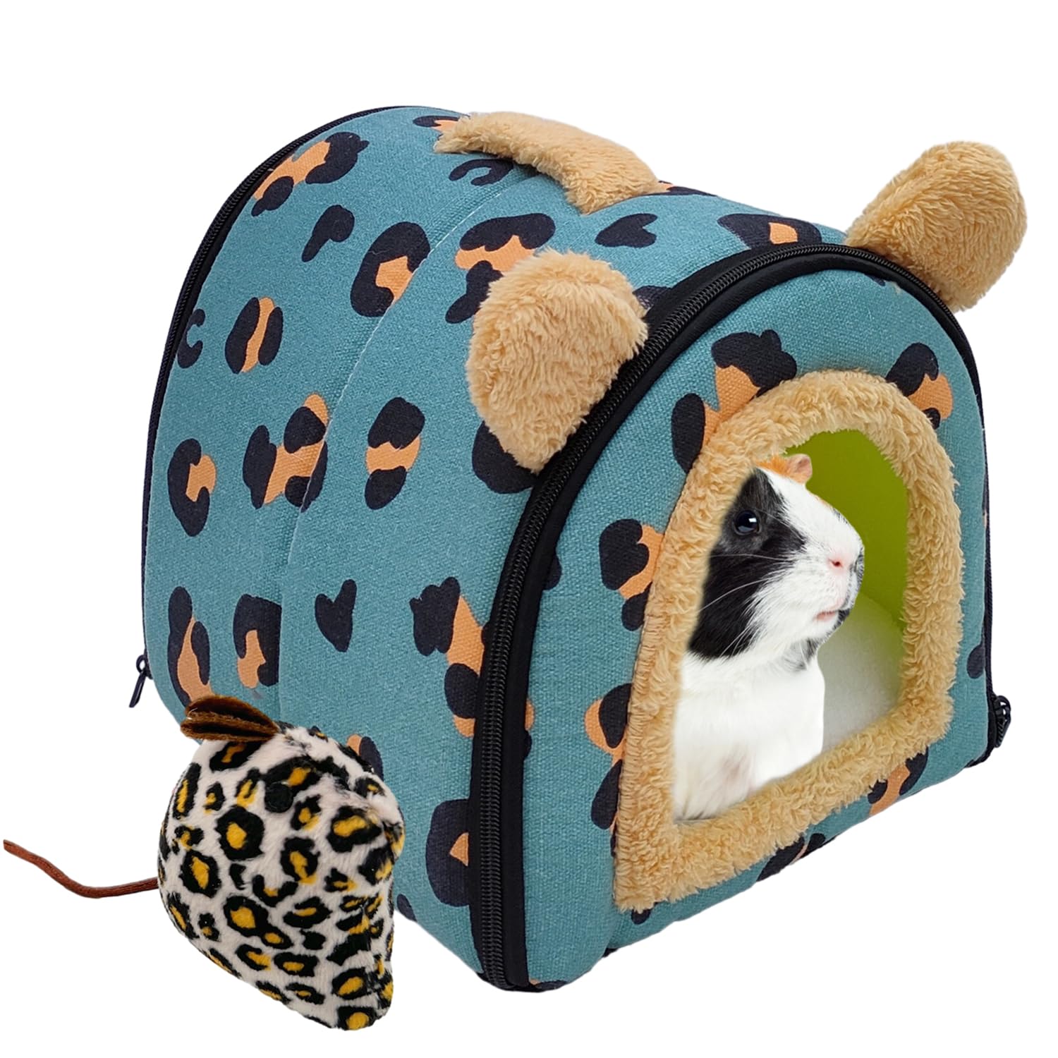 MEMOFYND 1 nido de cama para cobayas y 1 juguete para muñecas, tienda de campaña para mascotas con acolchado extraíble, adecuado para cobayas, chinchillas, hámsteres, erizos (azul)