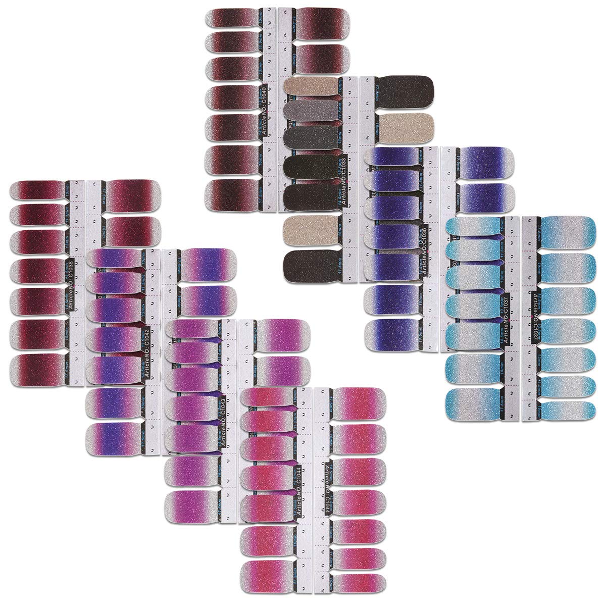 8 Sheets Full Nail Art Strips - Solid Color Nails Polish Stickers Self-Adhesive False Nail Design Manicure Set with 1Pc Nail Files for Women Girls