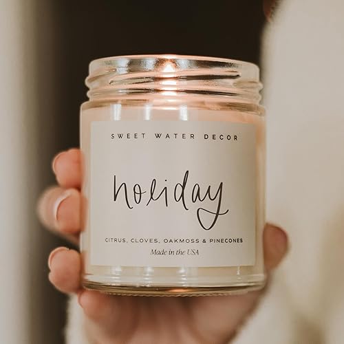 Miniatura 32 de Sweet Water Decor Fraser Fir Candle - Evergreen, Cedar, Winter Holiday Scented Soy Christmas Candles for Home - 9oz Clear Jar, 40 Hour Burn Time