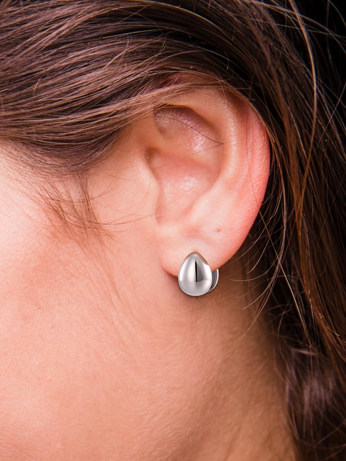 PiercingJ Small Silver Teardrop Hoop Earrings for Women 20G Chunky Lightweight Huggie Drop Earring Christmas Birthday Jewelry Gift - Image 7