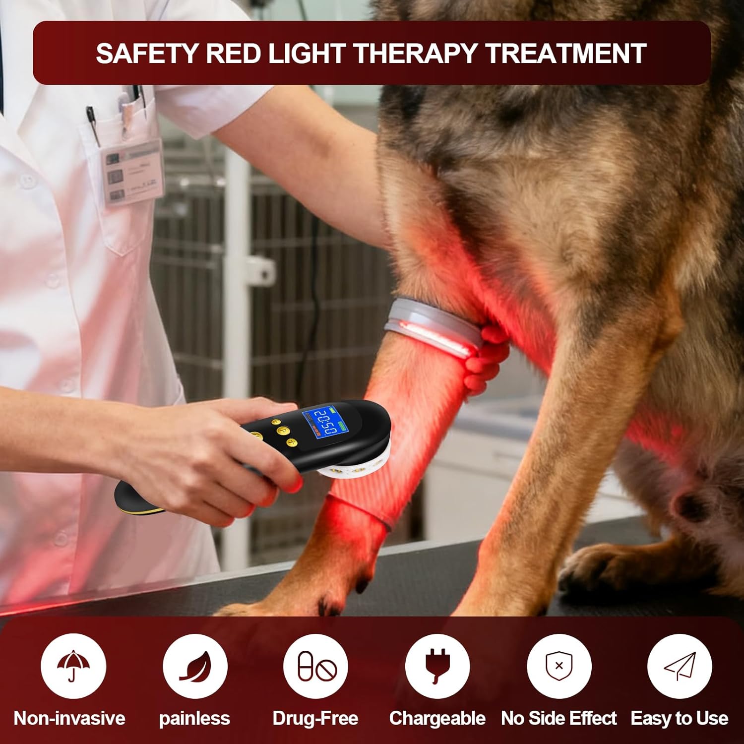 Red Light Therapy Wand for Pet, Near Infrared Light Therapy Device for Dogs Cats Horses Muscle & Joint Pain Relief(Handheld)