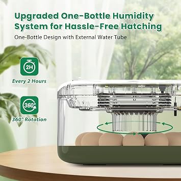 12 Egg Incubator with Humidity Display & Built-in Candler, Automatic Turner, Temp & Humidity Control, Auto Water Refill Digital Hatcher for Chicken, Duck, Quail, Parrot (Green, 12 Egg)