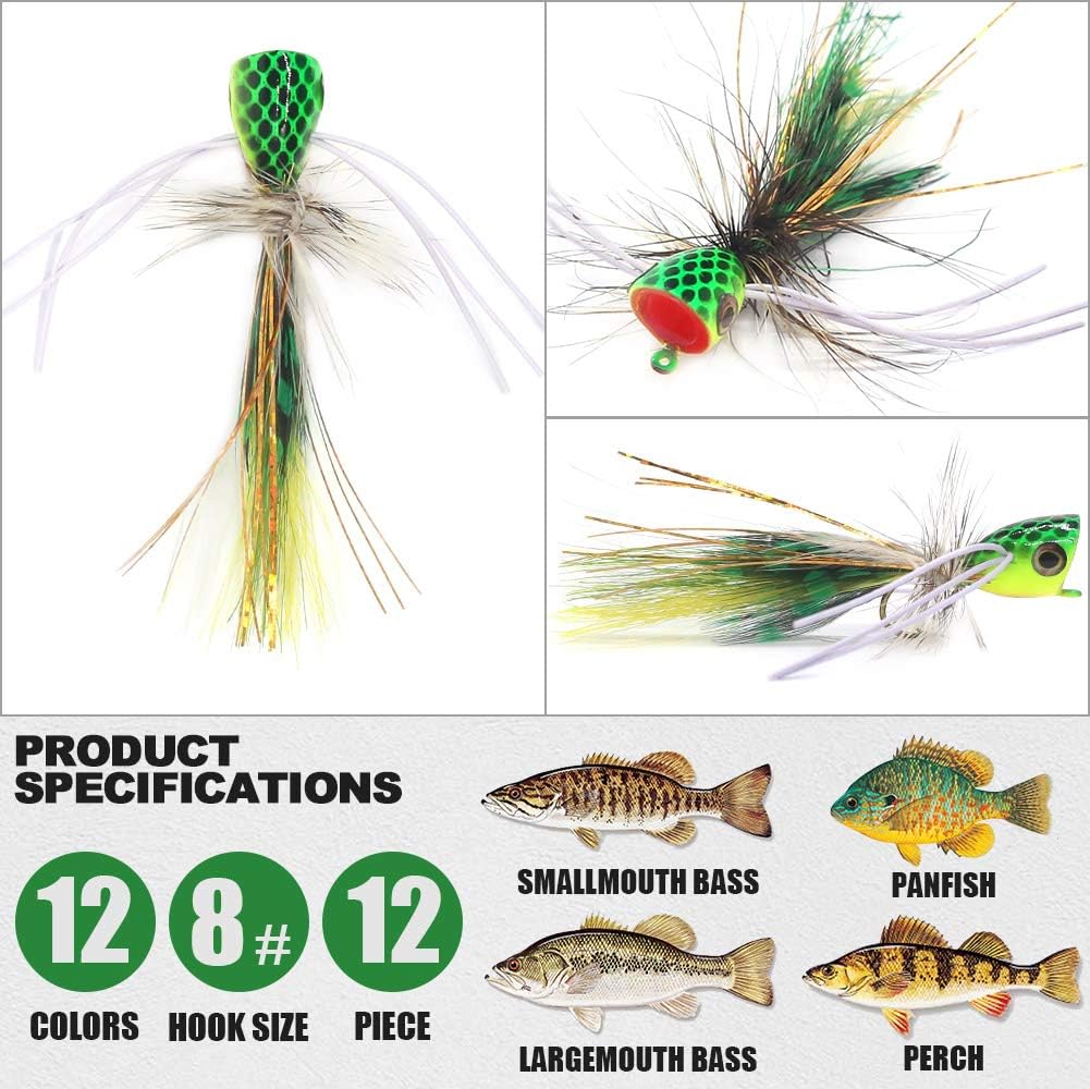 Popper-Flies-for-Fly-Fishing-Topwater-Panfish-Bluegill-Bass-Poppers Flies Bugs Lures