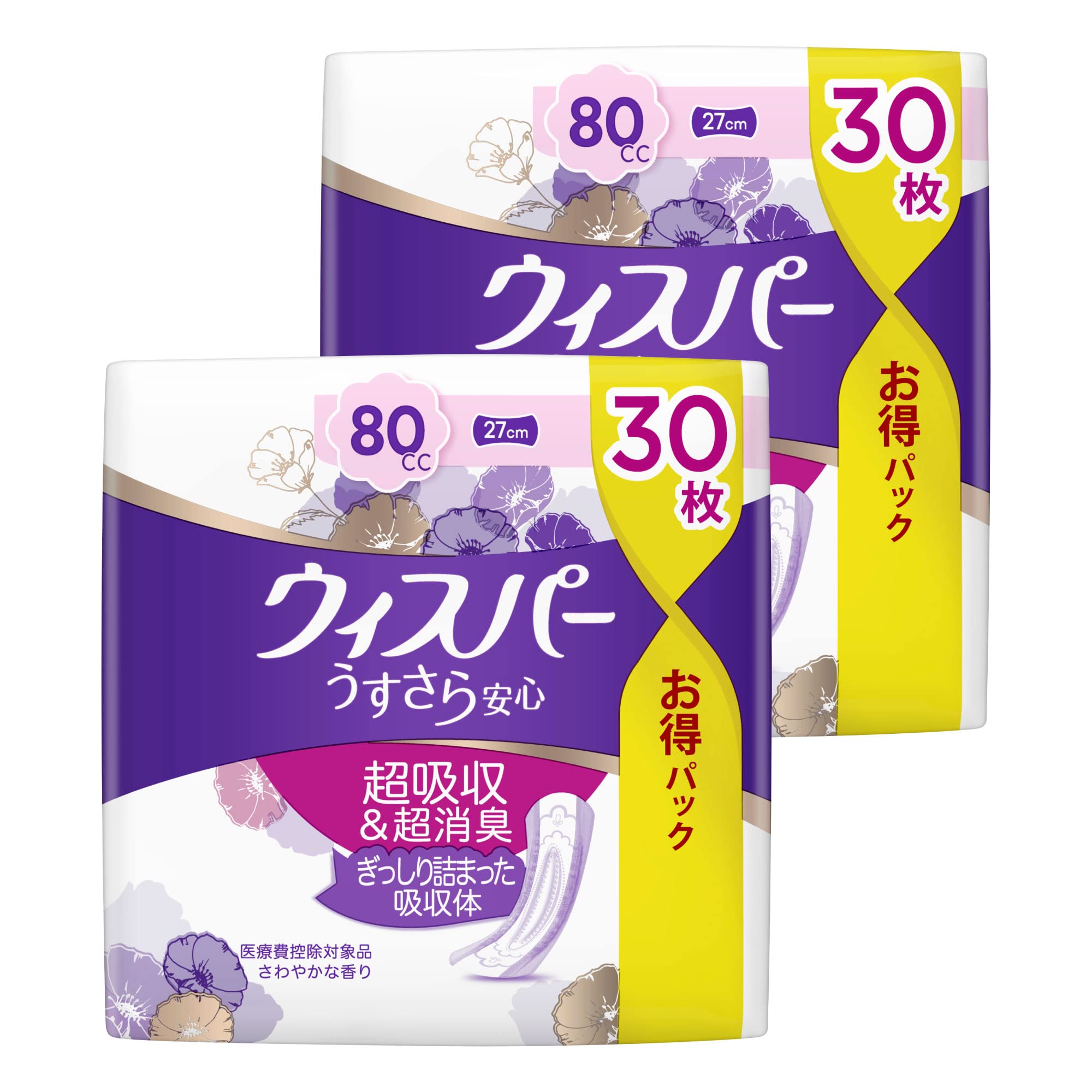 まとめ買い]ウィスパー うすさら安心 80cc 27cm 60枚(30枚×2パック