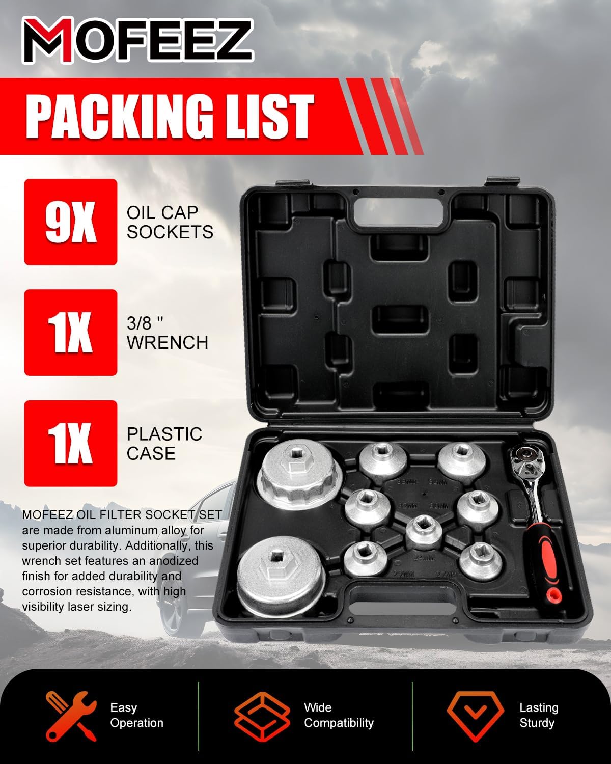 Aazon.co: Shonee 15PCS Oil Filter Wrench Set, 3/8 Inch Drive, Steel - View #12