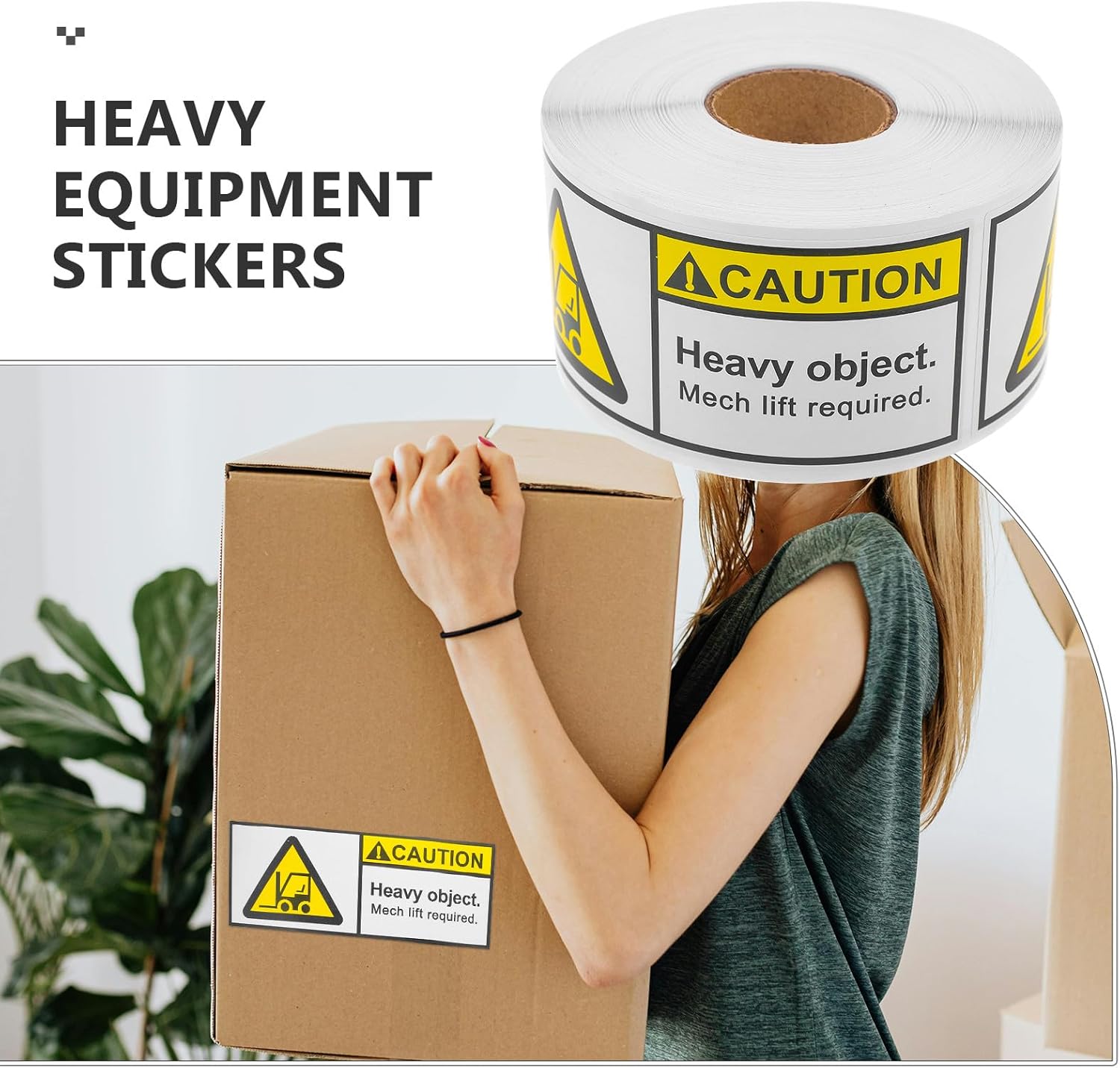 Heavy Object Shipping Labels 350Pcs Roll – Large Team Lift Warning Stickers for Packaging, Sturdy Adhesive Heavy Equipment Operator Box Tags for Industrial Shipping