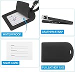 PATIKIL Luggage Tags for Suitcases, 3 Pack Premium PU Leather Baggage Tags Privacy Protection Luggage Identifier Travel Bag Labels, Black