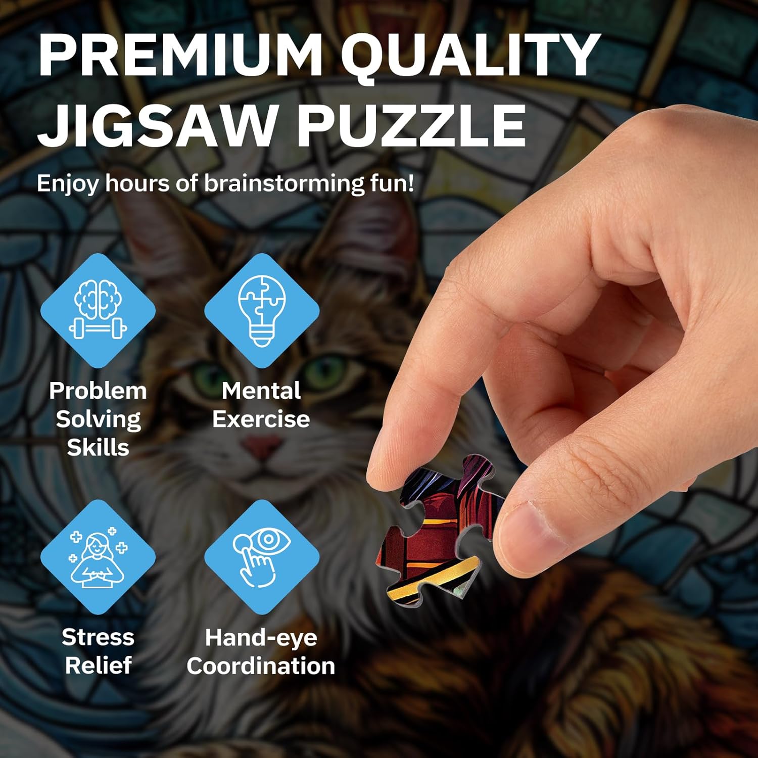 Jigfoxy Maine Coon Cat 1000 Piece Puzzle for Adults, Jigsaw Puzzles 1000 Pieces Family Decoration, Christmas Thanksgiving Gifts Puzzles for Teenages and Adults