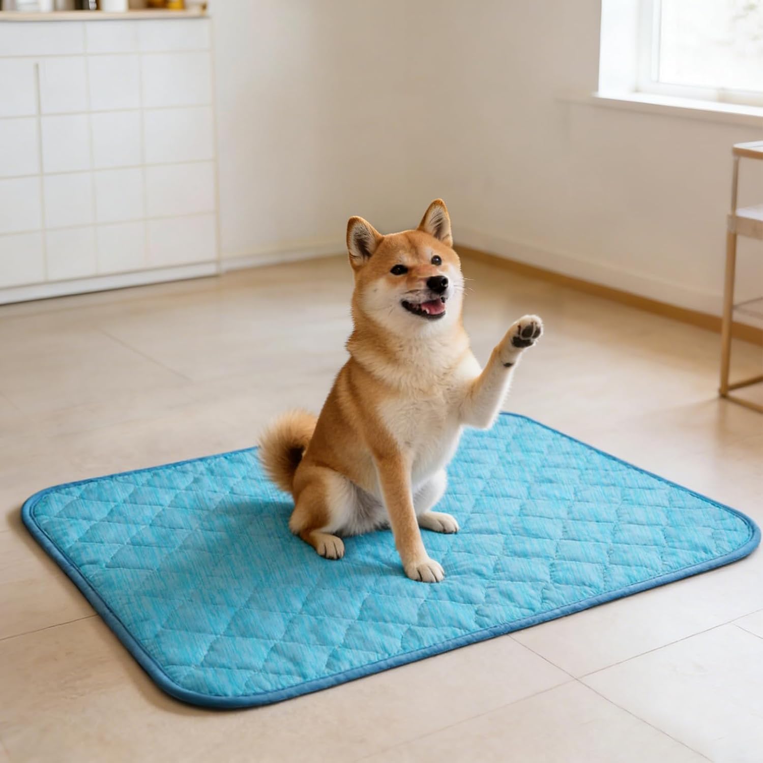 Dog Cooling Mat for Summer: Outdoor Dog Cooling Pad, Washable Cooling Mat for Dogs, Cooling Dog Bed for Kennel, Waterproof Pet Cooling Mat, Blue Pet Blanket Large Dogs