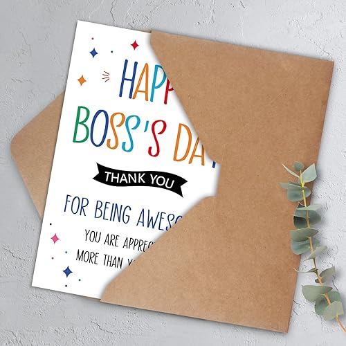Miniatura 5 de HEJOYN Tarjeta del día del jefe, regalos del día del jefe para mujeres y hombres, tarjeta de regalo feliz del día del jefe para jefe de empleados,