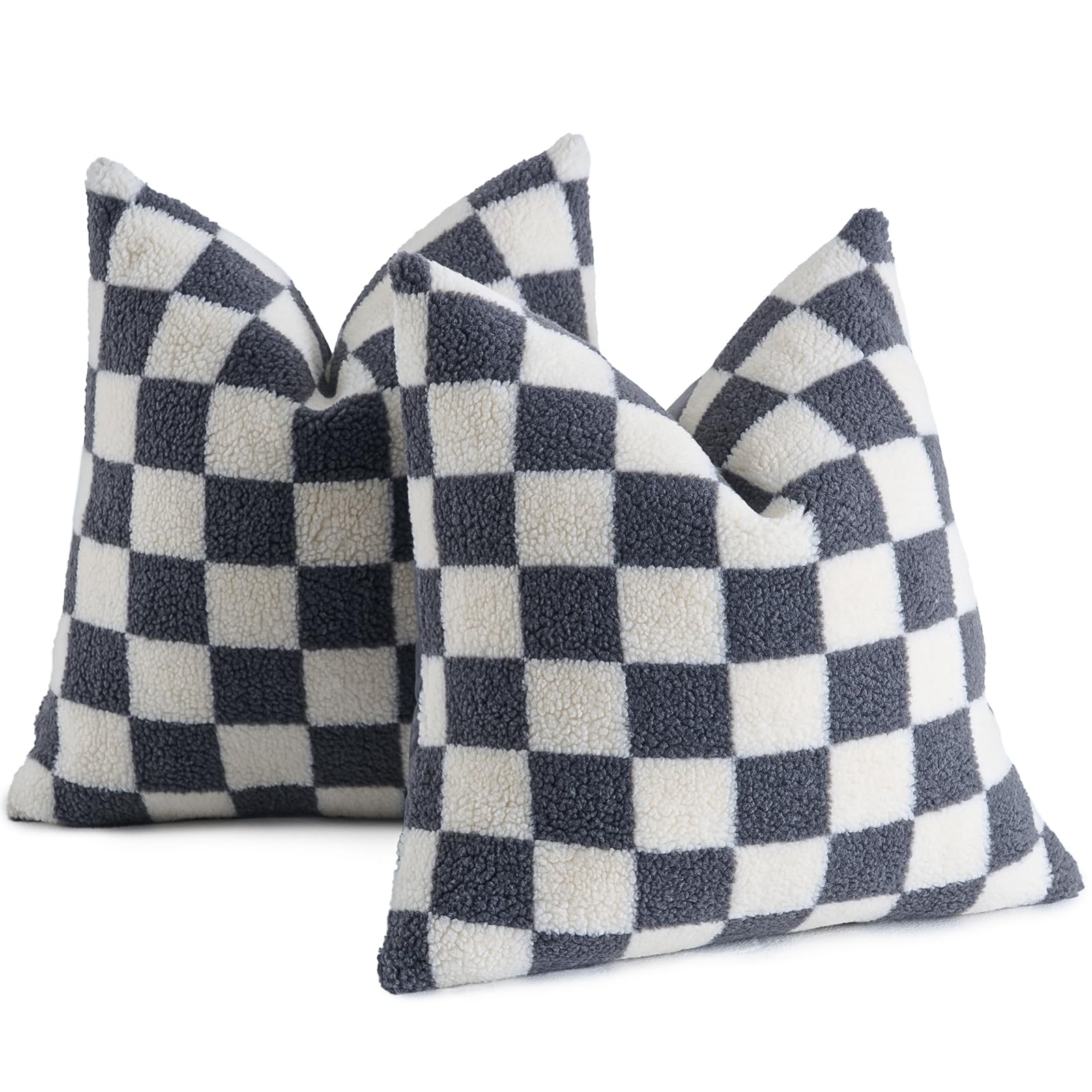 Housse de coussin en laine synthétique douce AmHoo grise, l'élégance de votre canapé