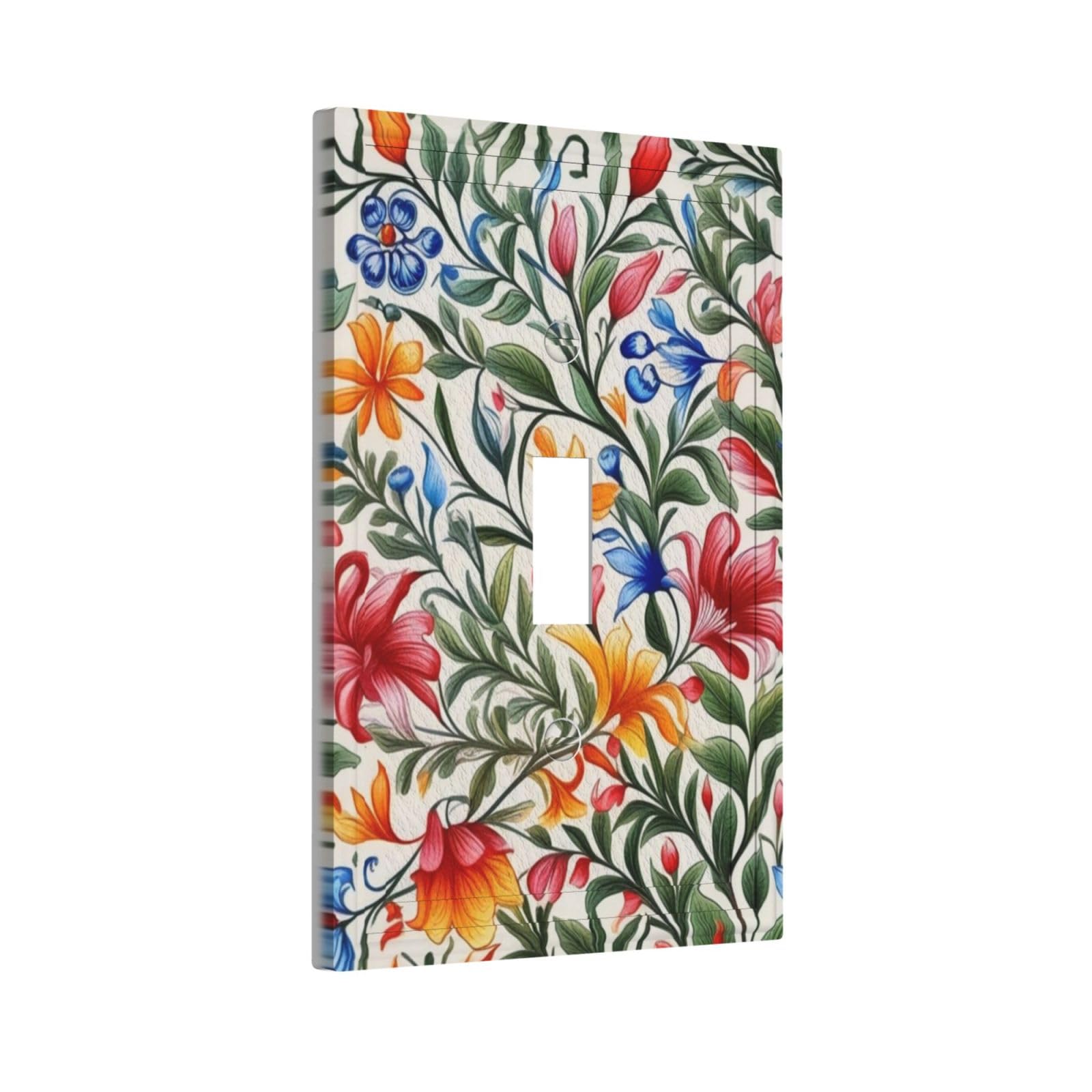 Cubiertas decorativas para interruptores de luz, diseño de flores abstractas rojas morris, placa de pared de un solo toque, cubierta de interruptor eléctrico