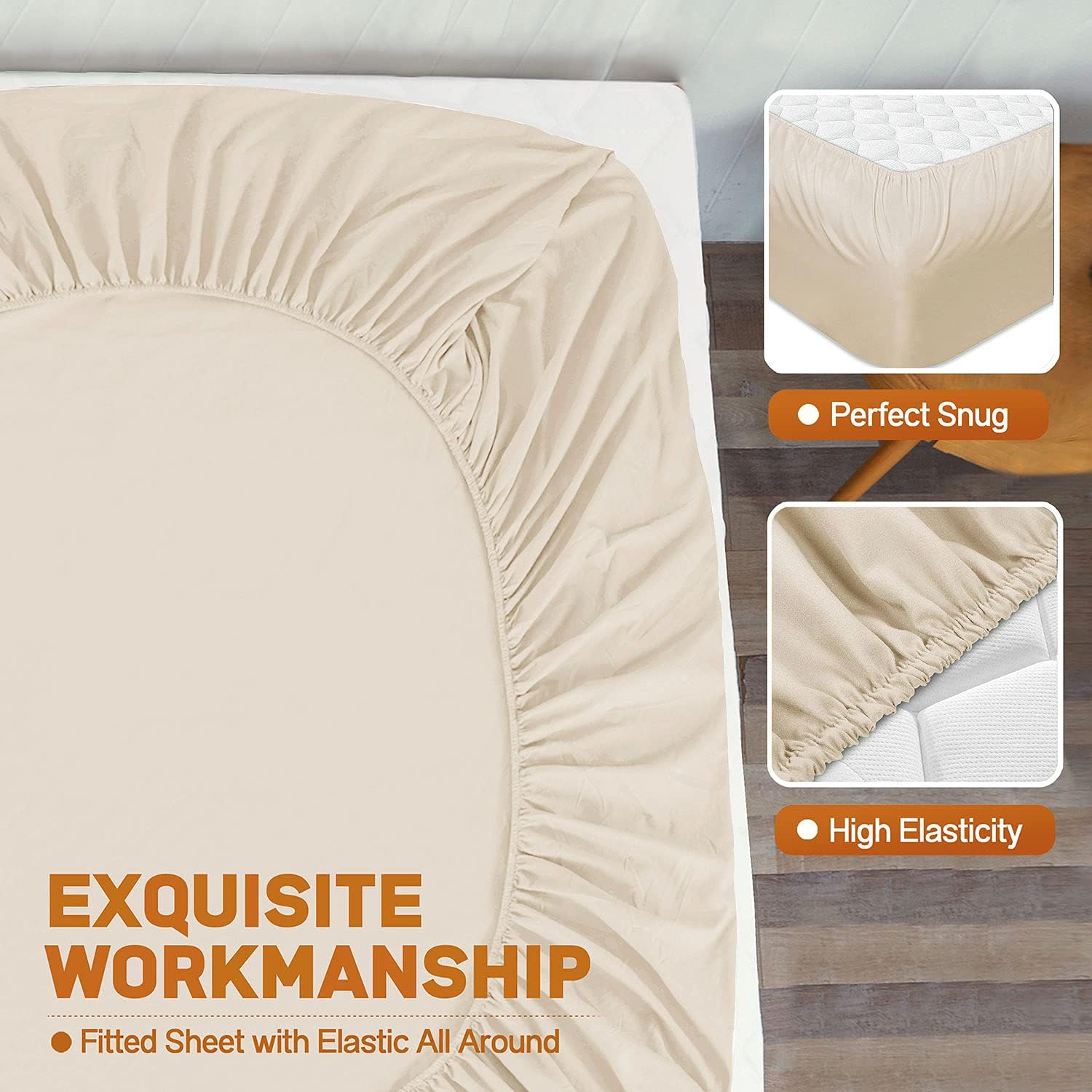 MOFANG FAMILY Full Size Sheets Set, 6 PC Hotel Luxury Extra Soft Microfiber 1800 Thread Count Premium Bed Sheets, Deep Pockets, Hypoallergenic, Wrinkle & Fade & Stain Resistant Cooling Bedding Sheets