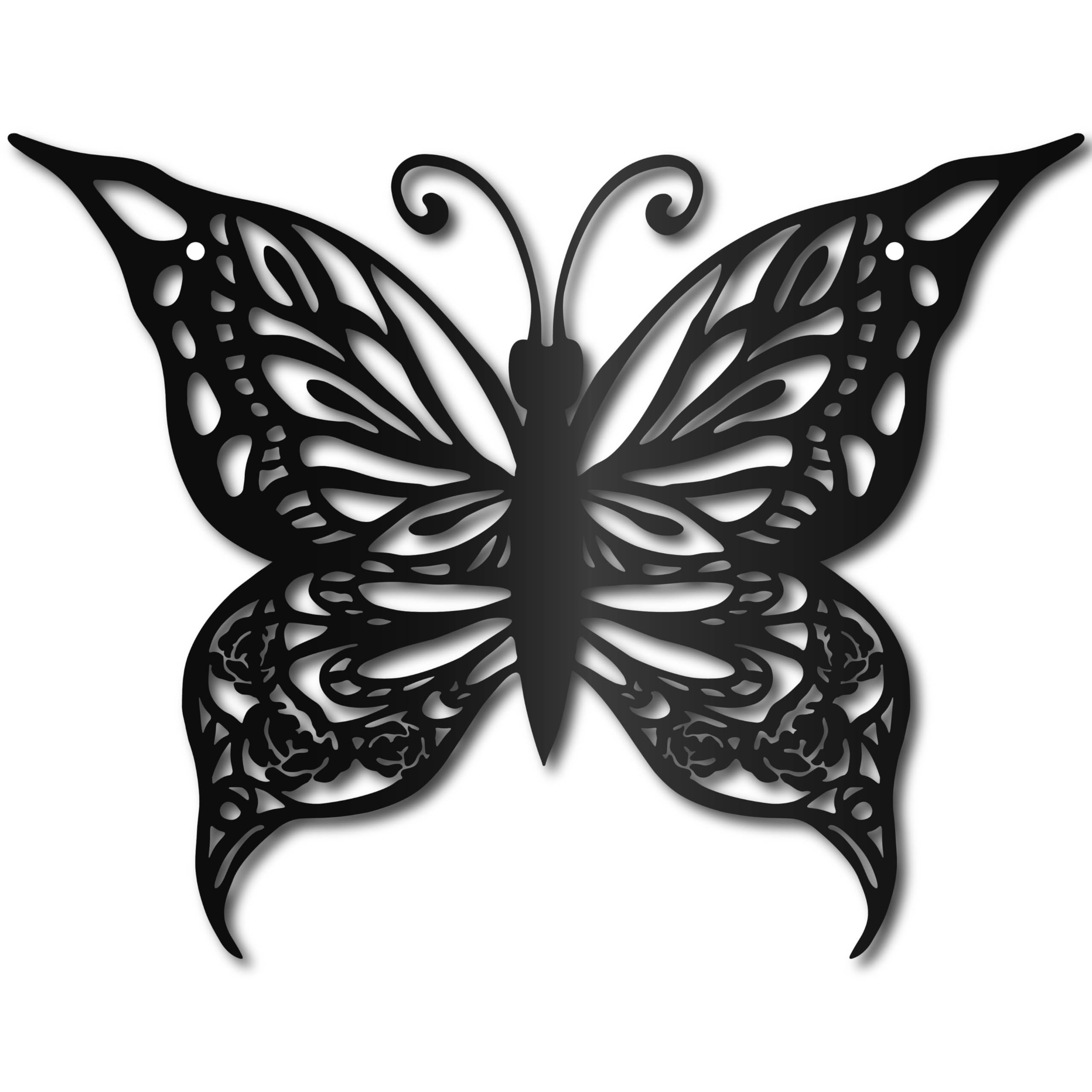 CREATCABIN Mariposa Metal Arte la Pared Decoración Flores Negro Letreros Pared Hierro Colgante Adorno Metal Escultura Pared Regalo para el Hogar Oficina Jardín Sala Estar Decoración Navidad 30x23cm