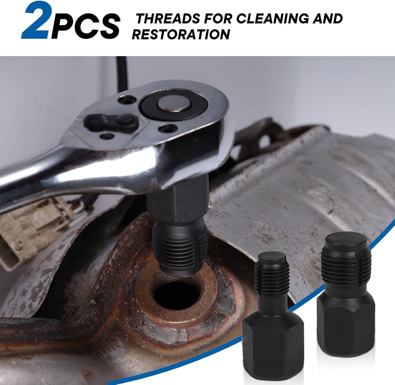 O2 Oxygen Sensor Socket Thread Chaser Set, Automotive O2 Oxygen Sensor Socket, Offset 02 Sensor Wrench Removal Tool and Thread Chaser Tool