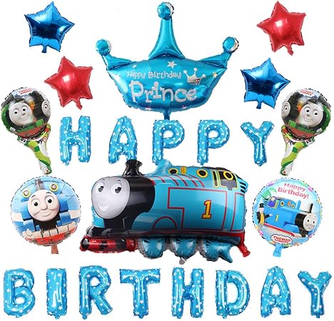 Amazon きかんしゃトーマス風船13個セット 誕生日パーティー用品セット Happy Birthdayバナー ホイルバルーン キッズベビーシャワー 誕生日パーティーデコレーション 風船 バルーン おもちゃ