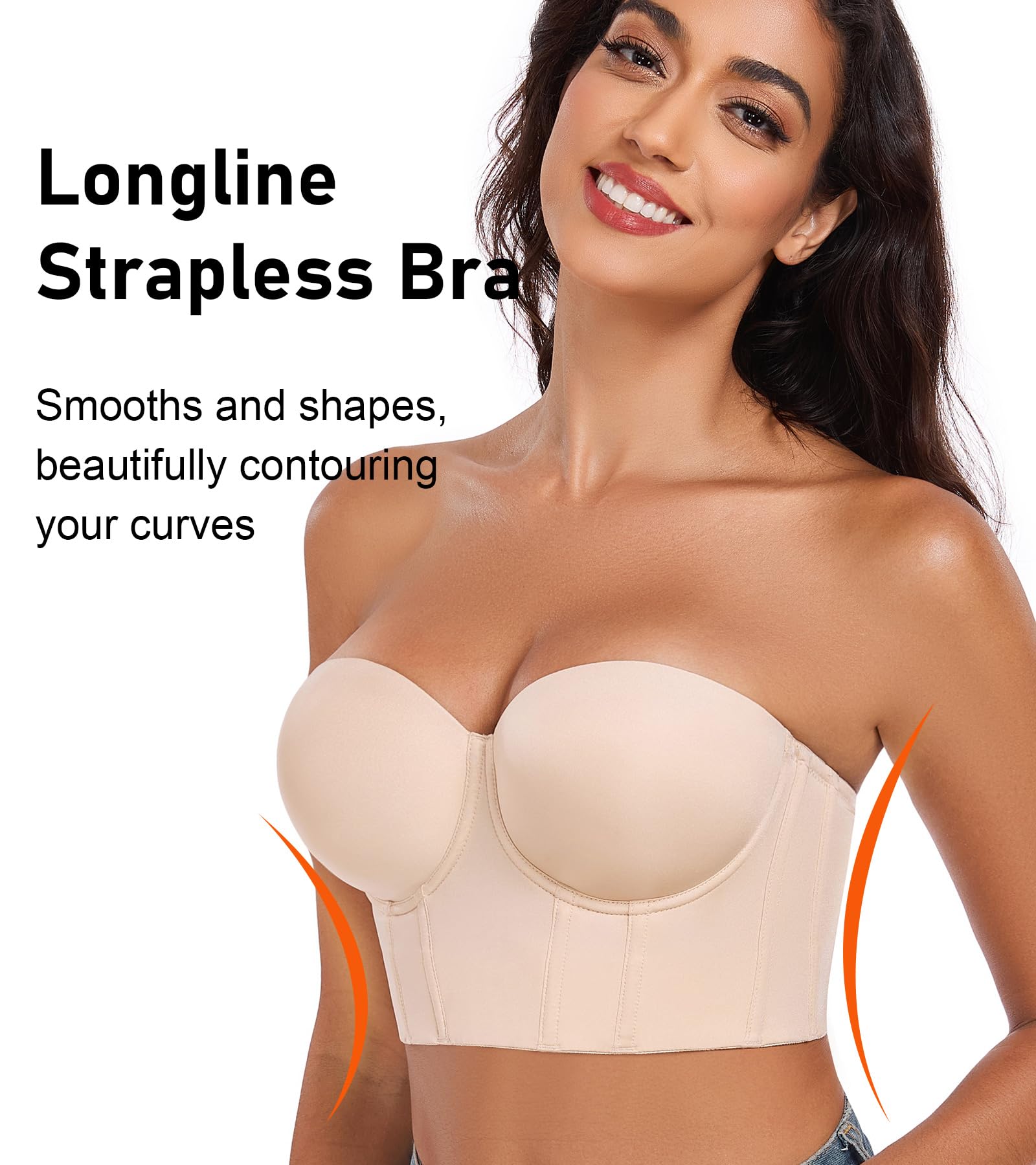 Lemorosy Soutien-Gorge Femme Armature Corset Pushup sans Bretelle