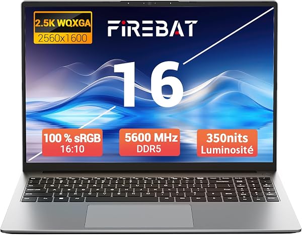 Portátil para Juegos de 16 Pulgadas, Ryzen 7 H 255 (Superior a 7735HS/7730U/7430U), hasta 4,9 GHz, 16 GB de RAM a 5600 MHz, SSD de 512 GB, 2560 x 1600 QHD, WiFi 6, BT 5.2, Gris【U6B H 255】 - 1