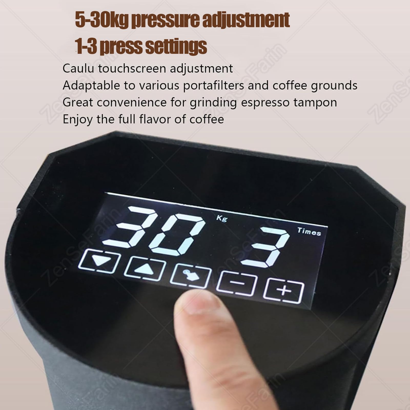 Ubijak do kawy 58MM - Automatyczna elektryczna prasa do kawy ziarnistej do espresso - Ciśnienie 10-30 kg - Regulowany czas ubijania od 1 do 3. Łatwy w czyszczeniu ubijak White