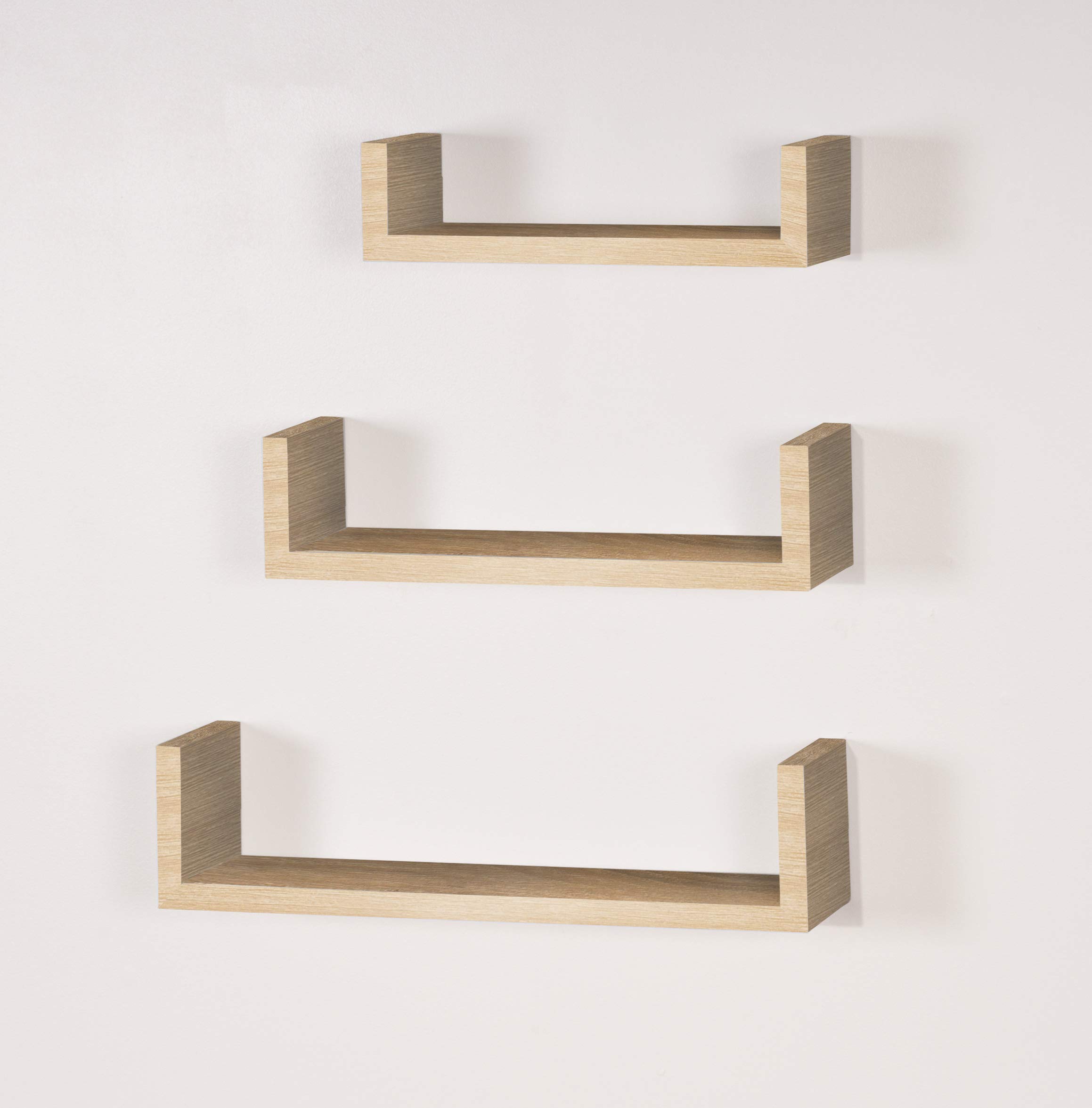 Core Products Oak Effect Hudson 3 "U" Shaped Floating Shelf Kit - Oak