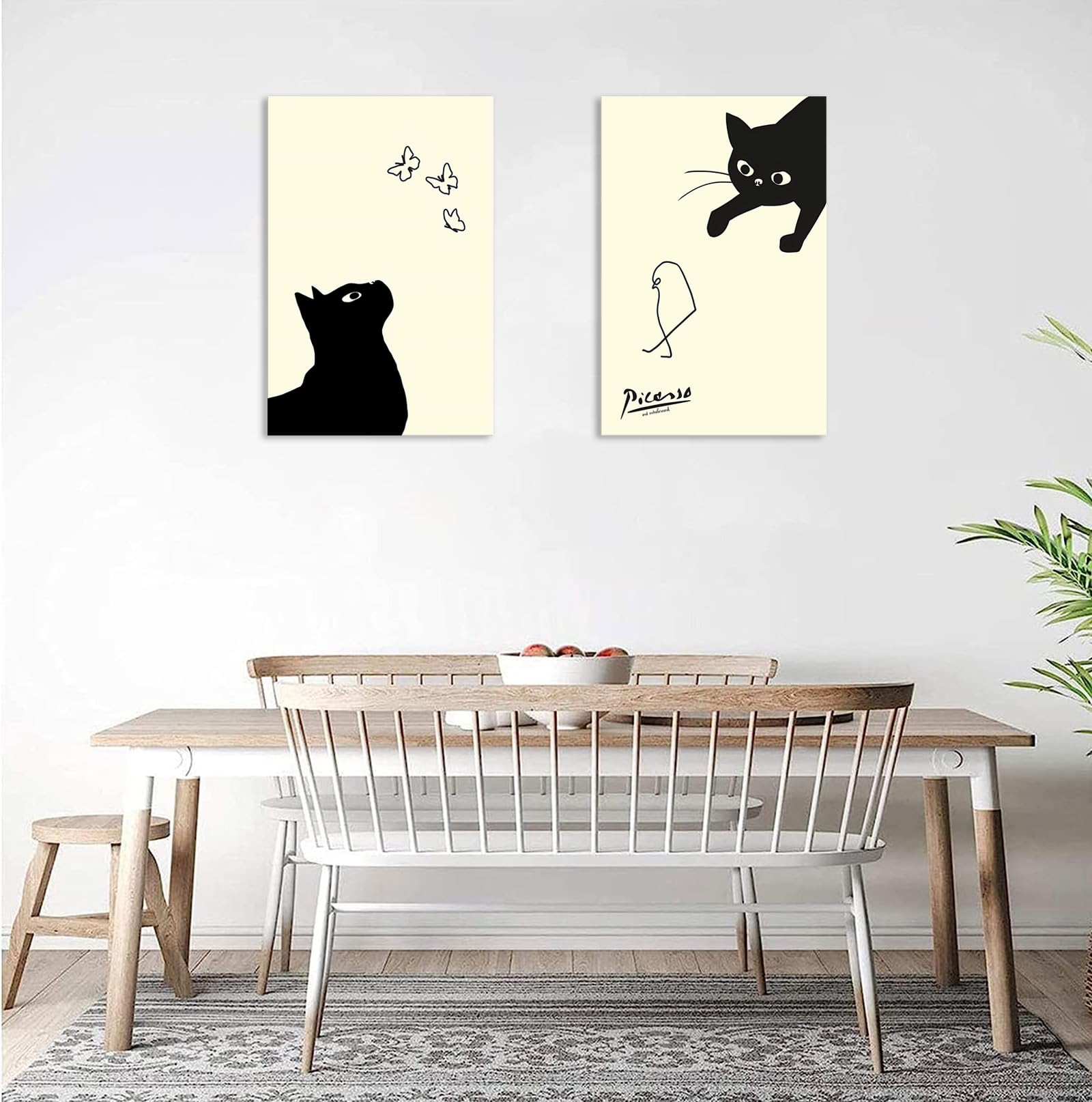 Amazon.co.jp: ピカソ 猫の絵 猫と鶏の絵 アートパネル 2枚 モダン装飾