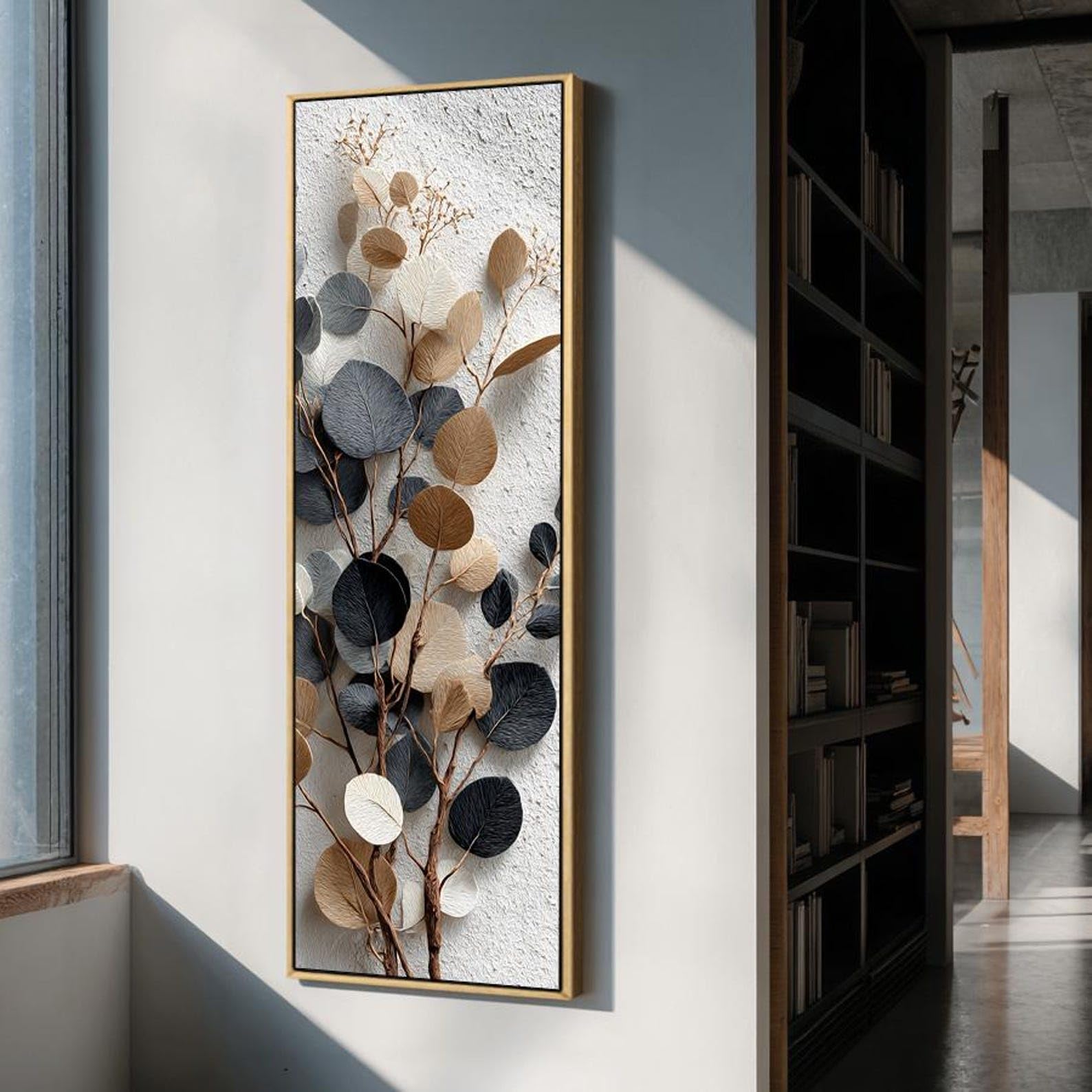XBTYKPB Vertical Minimalist Floral Scene, Modern Nature Art, Long and Narrow Wall Decor, Tall Canvas Painting Canvas Wall Art(60x180cm/Frameless)