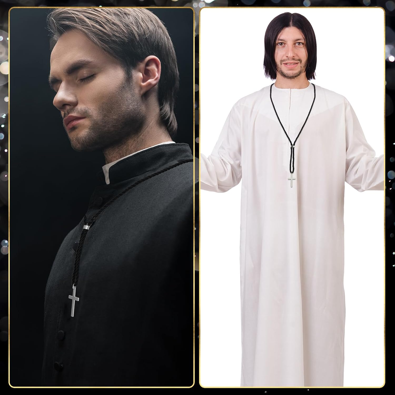 Kigeli Cord Cross Necklace for Minister Clergy Robes Cross Priest Collar Necklace Men Women Christian First Communion Gifts