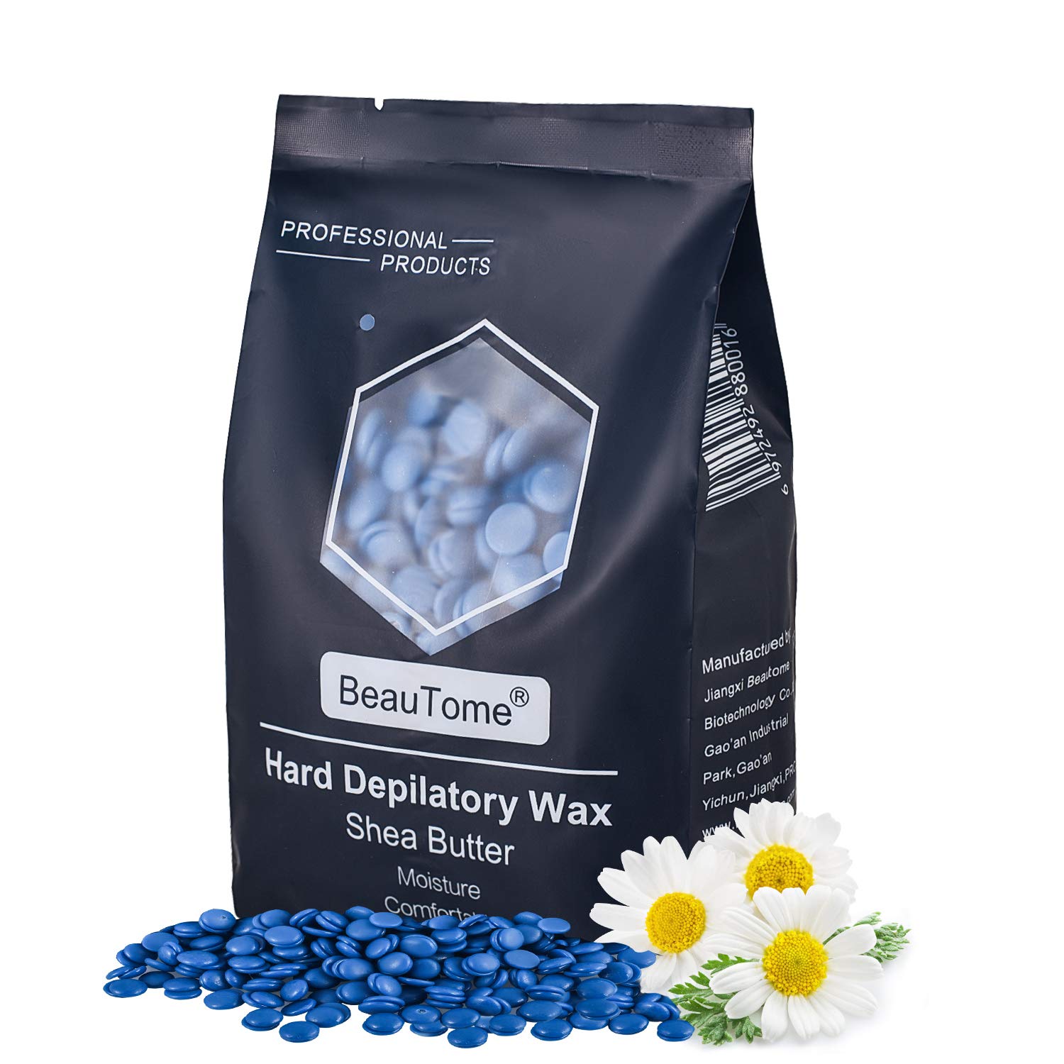 Hard Wax Beans for Hair Removal, Coarse Body Hair Specific, 92% removal rate, Less Painful, Non-strip, No Skin Burn, Allergen free, For Arms, Legs, Back, Chest (Blue-300g)