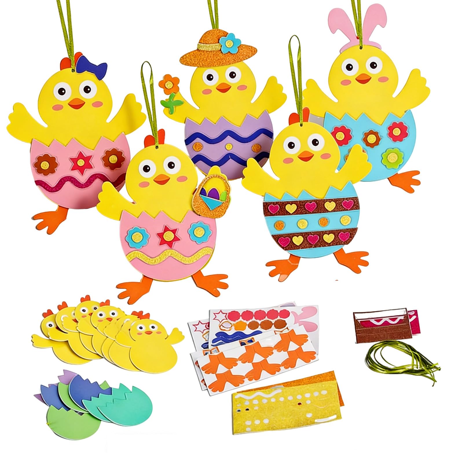 Pryon 10 Pcs Easter Crafts Kit,Felt Hanging Chick Decorations DIY Craft Decorate Set for Easter Egg Hunt Party Activity Supplies Chicks Card Crafting Own Making Stickers Creative Arts & Crafts Gifts