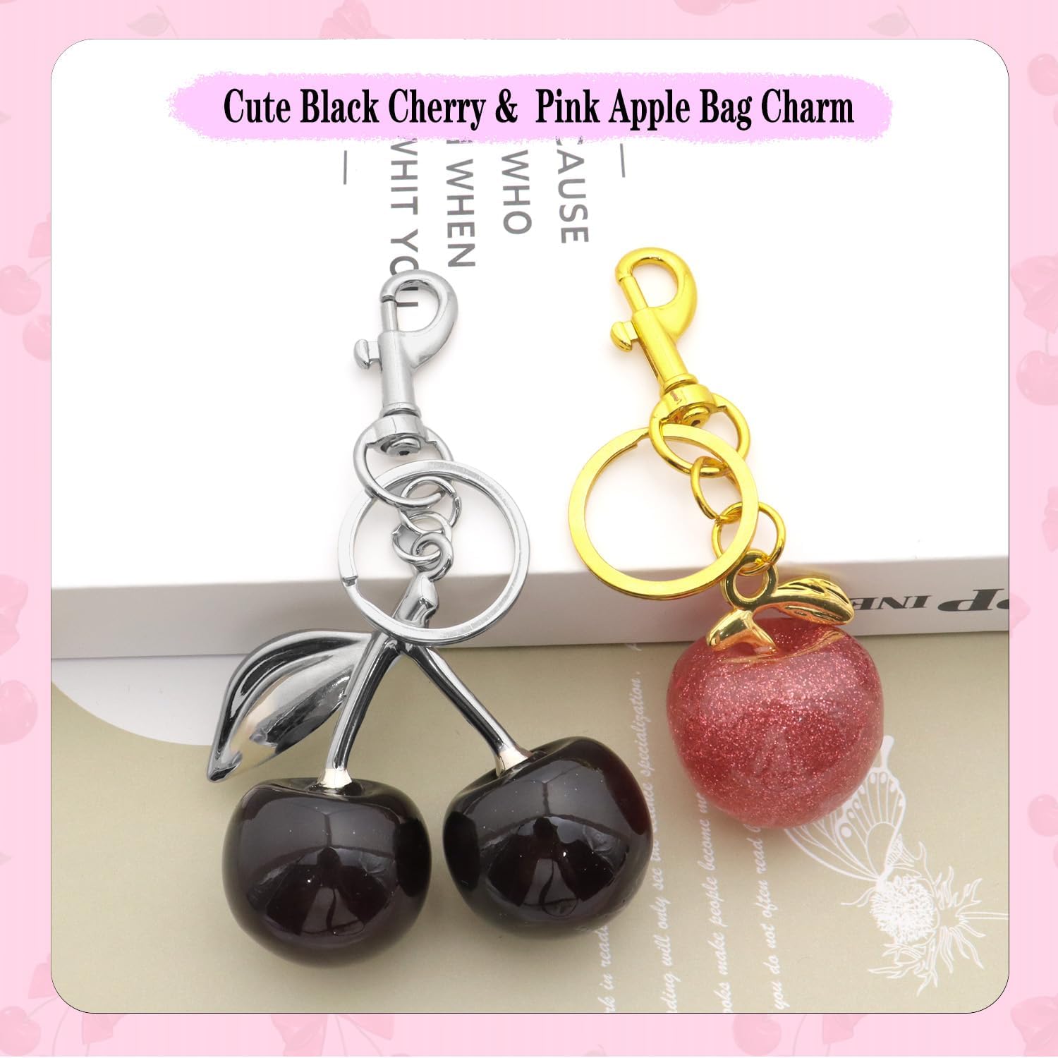Cute Cherry Keychains Cherry Bag Charm Handbags Purse Cherries Charms Key Chain Accessories Birthday Christmas Gifts - Image 2