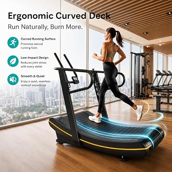 Curved Manual Treadmill, Non Electric Treadmill with 8 Resistance Levels