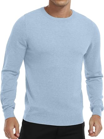 MLANM Mens Crew Neck Pullover Sweater Dress Long Sleeve Knit Sweaters with Ribbing Edge Slim Fit Casual Crewneck Sweater