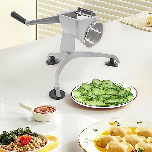 Miniatura 2 de Rallador rotativo de queso, rebanador de verduras de mandolina de cocina con 5 cuchillas intercambiables, rallador manual de queso para queso,