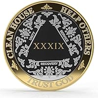 Vista 7 de Silver & Gold - Medallón de Alcohólicos Anónimos de 1 a 60 años (10 años (X)) Cápsula AA incluida
