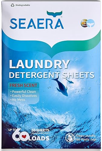Miniatura 10 de SEAERA Hojas de detergente ecológicas para ropa  Certificado FSC, 6 veces poder de limpieza, agradable al tacto, hasta 60 cargas (sin perfume)