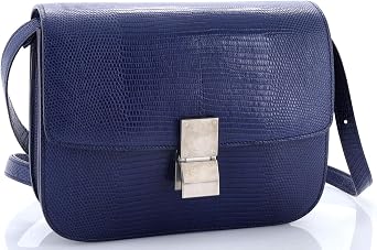 Pre-Loved Classic Box Bag Lizard Medium, Blue