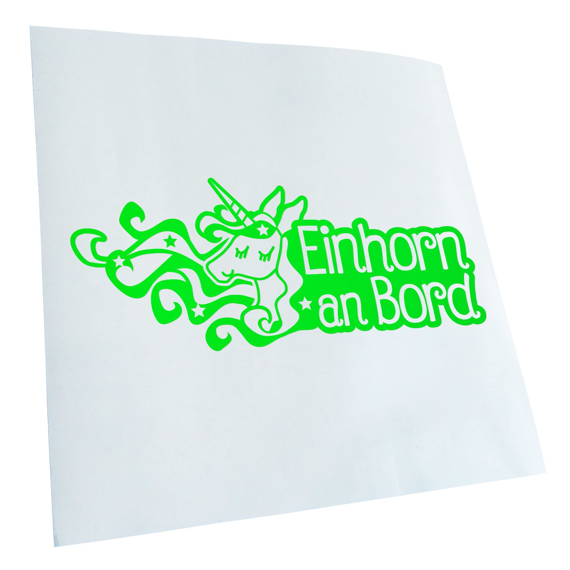 Kiwistar Unicorn on Board 20 x 8 cm in 15 Colours - Neon + Chrome Sticker