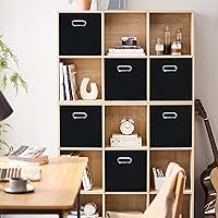 Vista 4 de Contenedores de almacenamiento plegables de 11 pulgadas, cubos de tela negra con asa para armario o caja plegable, juego de 2 unidades de 11 x 11 x