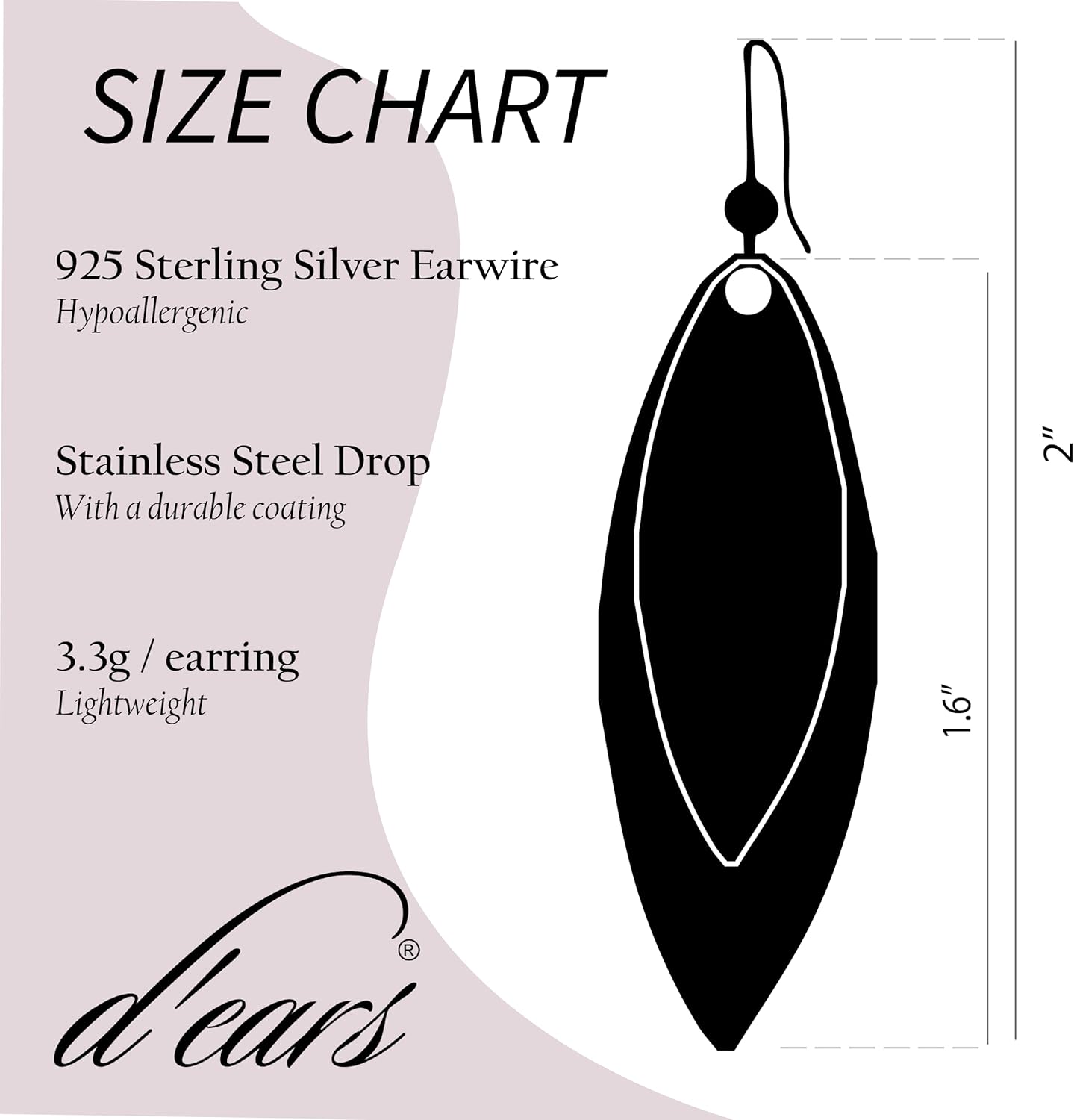 Candelabra Earrings by d'ears #3053 Non-Tarnish Sterling Silver French Hook Ear Wire - Image 2